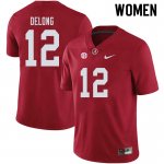 NCAA Women's Alabama Crimson Tide #12 Skyler DeLong Stitched College 2019 Nike Authentic Crimson Football Jersey NC17A67KC